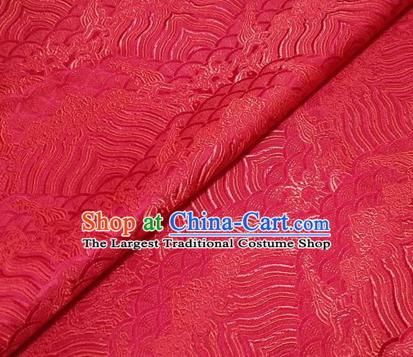 Traditional Chinese Classical Sea Waves Pattern Design Fabric Red Brocade Tang Suit Satin Drapery Asian Silk Material