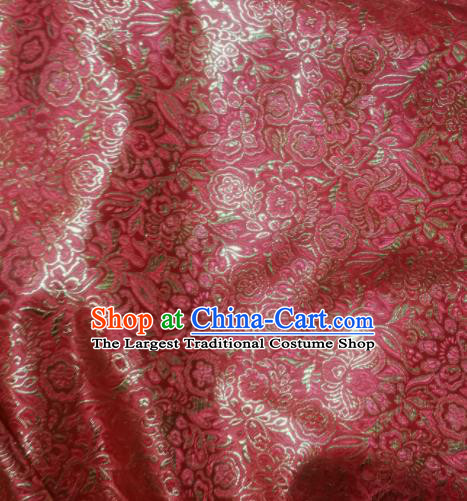 Asian Chinese Classical Pattern Design Red Brocade Fabric Traditional Tang Suit Satin Drapery Silk Material