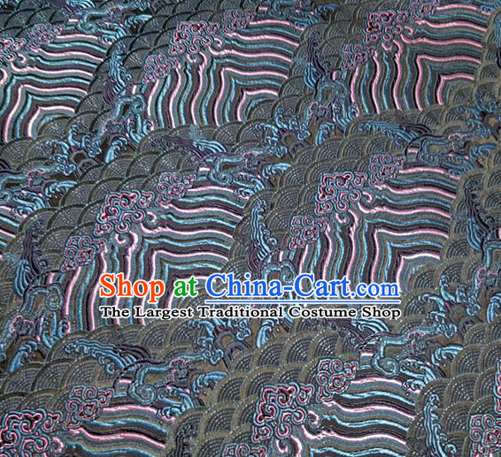 Traditional Chinese Classical Waves Pattern Design Fabric Grey Brocade Tang Suit Satin Drapery Asian Silk Material