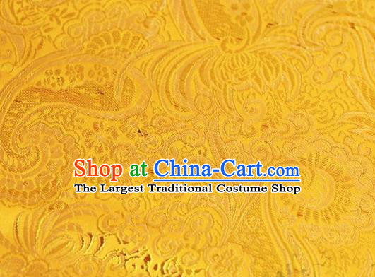 Asian Chinese Fabric Golden Satin Classical Pattern Design Brocade Traditional Drapery Silk Material