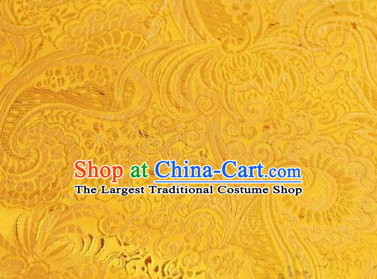 Asian Chinese Fabric Golden Satin Classical Pattern Design Brocade Traditional Drapery Silk Material