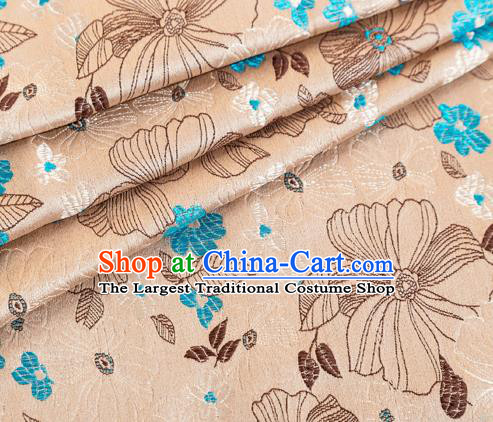 Asian Japanese Kimono Fabric Classical Pattern Design Champagne Brocade Traditional Drapery Silk Material