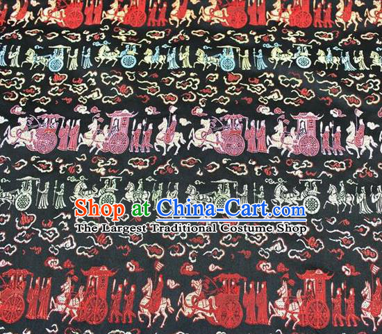 Chinese Classical Royal Pattern Design Black Satin Fabric Brocade Asian Traditional Drapery Silk Material