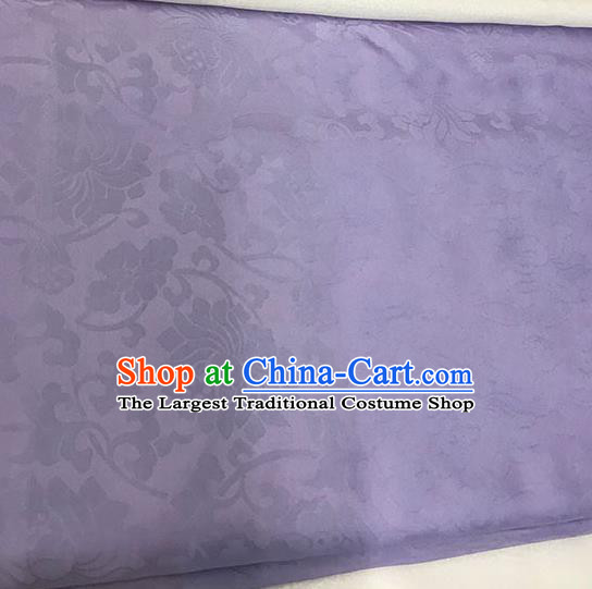 Chinese Tang Suit Purple Brocade Classical Lotus Pattern Design Satin Fabric Asian Traditional Drapery Silk Material