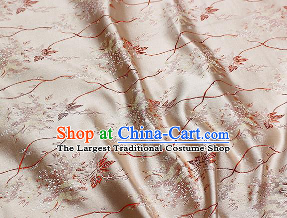 Chinese Classical Pattern Design Champagne Satin Fabric Brocade Asian Traditional Drapery Silk Material