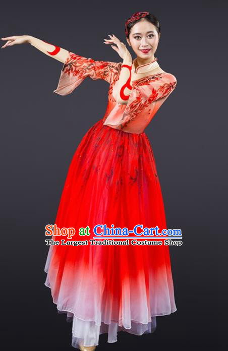 Chinese Traditional Dance Red Dress Classical Dance Stage Performance Costume for Women