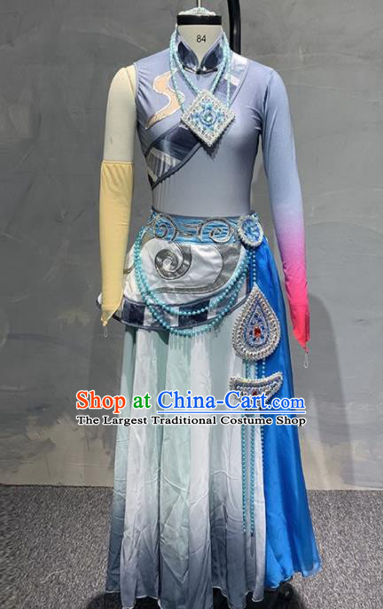 Chinese Traditional Dance Grey Dress Classical Dance Stage Performance Costume for Women