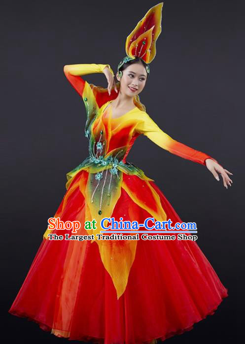 Chinese Spring Festival Gala Modern Dance Red Dress Opening Dance Stage Performance Costume for Women