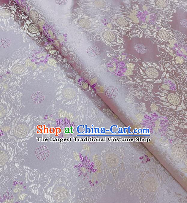 Chinese Classical Pattern Design Lilac Satin Fabric Brocade Asian Traditional Drapery Silk Material