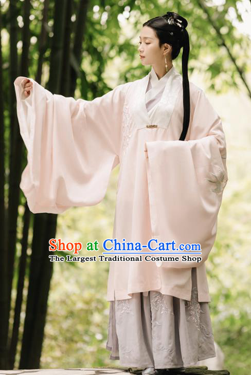 Asian Chinese Ancient Rich Lady Embroidered Hanfu Dress Traditional Song Dynasty Nobility Dowager Historical Costume for Women