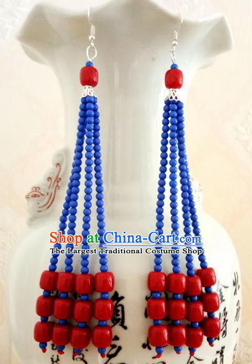 Chinese Traditional Mongol Nationality Earrings Mongolian Ethnic Ear Accessories for Women