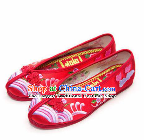 Chinese Traditional Opera Shoes Wedding Red Shoes Hanfu Princess Shoes Embroidered Shoes for Women