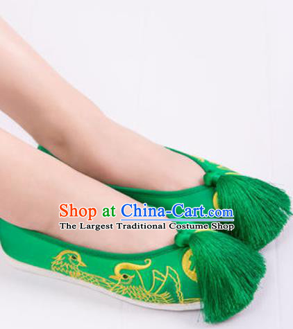 Chinese Traditional Opera Shoes Wedding Green Shoes Hanfu Princess Shoes Embroidered Shoes for Women