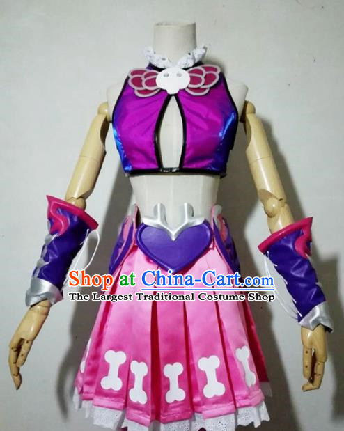 Chinese Traditional Cosplay Knight Costume Ancient Swordsman Rosy Dress for Women