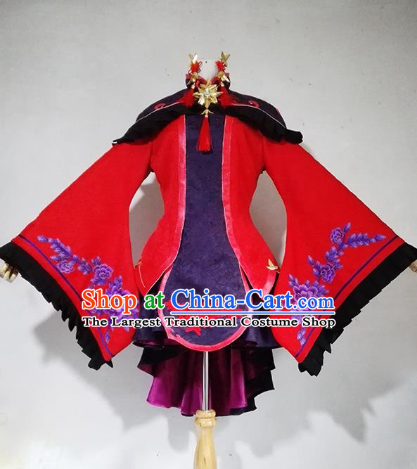 Chinese Traditional Cosplay Female Knight Red Costume Ancient Swordsman Taoist Nun Dress for Women