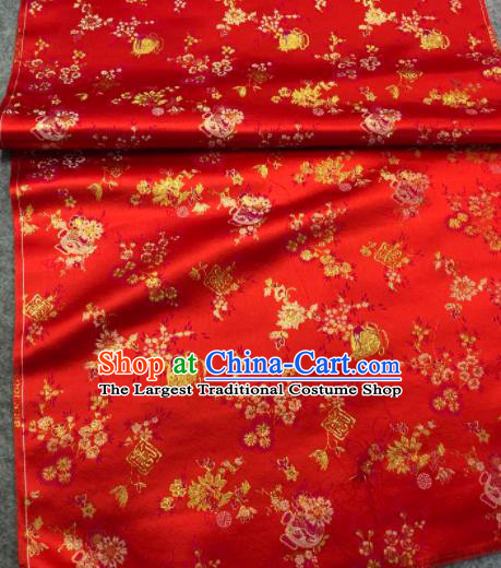 Traditional Chinese Red Silk Fabric Classical Pattern Design Brocade Fabric Asian Satin Material