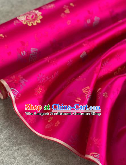 Traditional Chinese Satin Classical Pattern Design Rosy Brocade Fabric Asian Silk Fabric Material