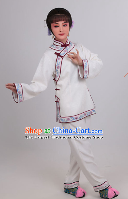 Chinese Traditional Peking Opera Actress White Clothing Ancient Young Mistress Embroidered Costume for Women