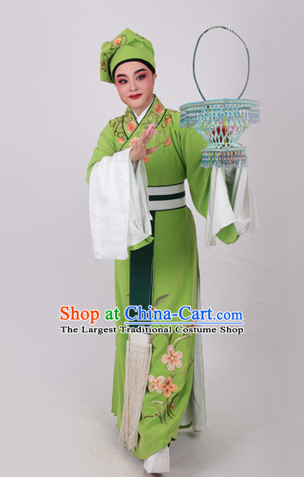 Chinese Traditional Beijing Opera Clown Embroidered Green Robe Ancient Waiter Costume for Men