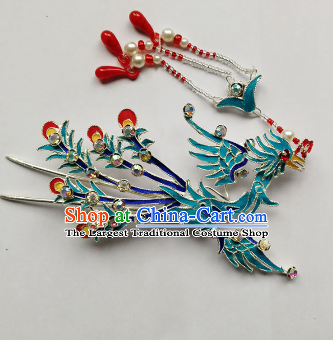 Chinese Ancient Court Princess Tassel Hairpins Phoenix Step Shake Traditional Beijing Opera Diva Hair Accessories for Adults