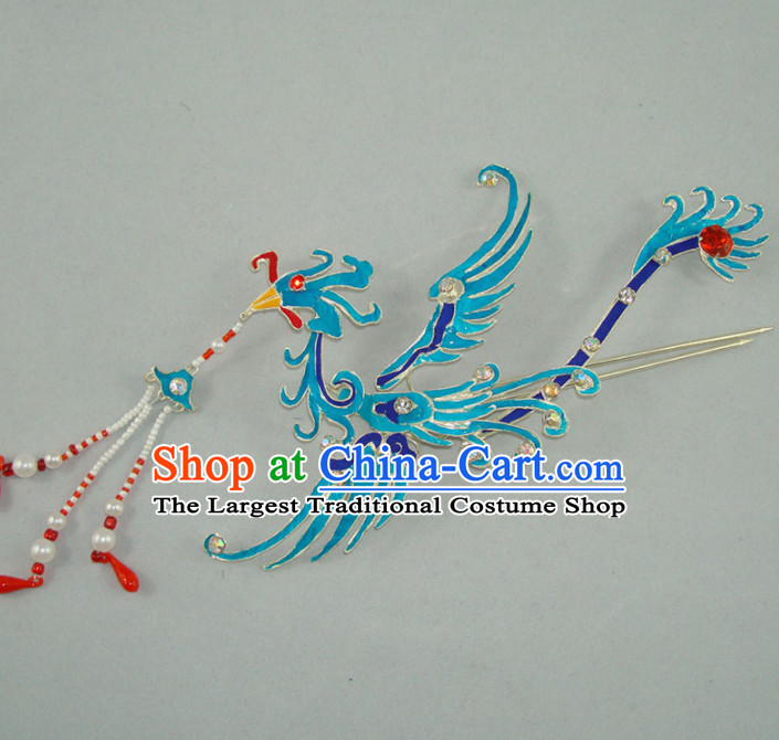 Chinese Ancient Court Princess Tassel Step Shake Phoenix Hairpins Traditional Beijing Opera Diva Hair Accessories for Adults