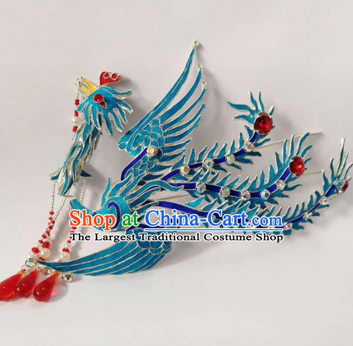 Chinese Ancient Princess Tassel Phoenix Hairpins Traditional Beijing Opera Diva Headwear Hair Accessories for Adults