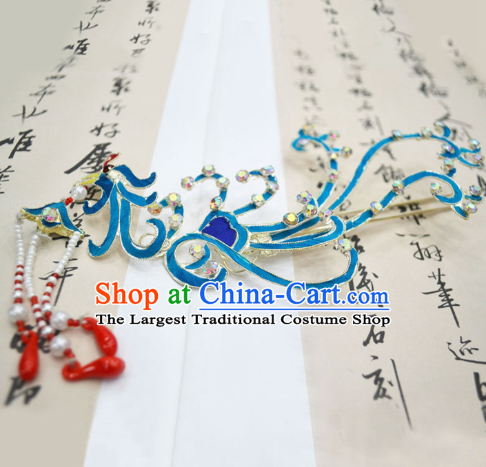 Chinese Ancient Princess Tassel Phoenix Hairpins Palace Hair Clip Traditional Beijing Opera Diva Court Hair Accessories for Adults