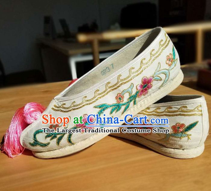 Chinese Traditional Beijing Opera Diva Shoes Ancient Princess Hanfu Embroidered Shoes for Adults