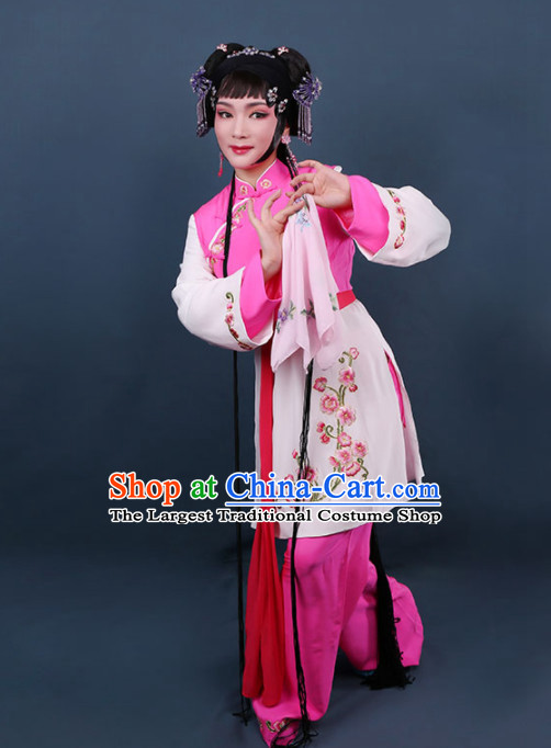 Chinese Traditional Peking Opera Young Lady Embroidered Dress Ancient Maidservants Costume for Women