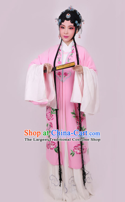 Chinese Traditional Peking Opera Diva Pink Dress Ancient Court Princess Embroidered Costume for Women