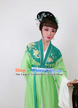 Chinese Traditional Opera Peri Green Dress Ancient Beijing Opera Diva Embroidered Costume for Women