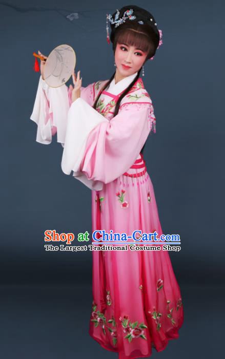 Chinese Traditional Opera Peri Princess Pink Dress Ancient Beijing Opera Diva Embroidered Costume for Women