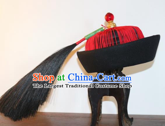 Chinese Ancient Drama Manchu Royal Highness Hat Traditional Qing Dynasty Minister Headwear for Men