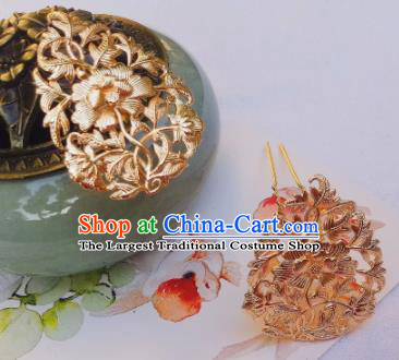 Chinese Ancient Palace Princess Hairpins Golden Hair Clip Traditional Hanfu Hair Accessories for Women