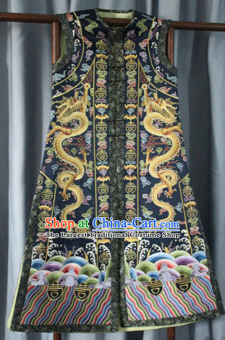 Chinese Traditional Drama Manchu Empress Embroidered Vest Ancient Qing Dynasty Queen Costume for Women