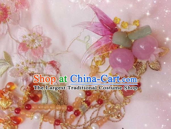 Chinese Ancient Palace Princess Pomegranate Hair Claw Tassel Hairpins Traditional Hanfu Hair Accessories for Women