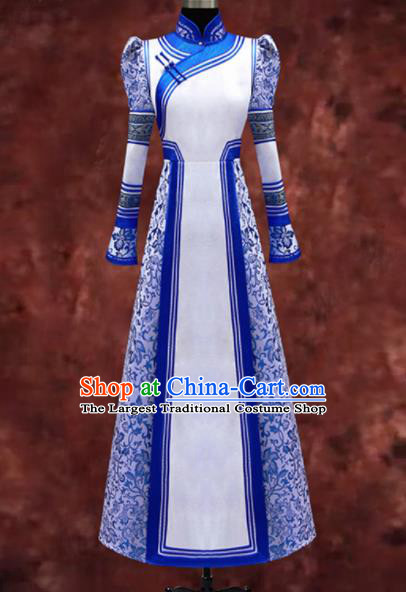 Traditional Chinese Mongol Ethnic National Dress Mongolian Minority Folk Dance Costume for Women