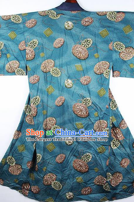 Japanese Traditional Printing Blue Kimono Asian Japan National Costume for Men