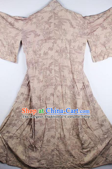 Traditional Japanese Khaki Furisode Kimono Asian Japan National Yukata Dress Costume for Women