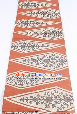 Japanese Traditional Kimono Classical Pattern Orange Brocade Belt Asian Japan National Yukata Waistband for Women