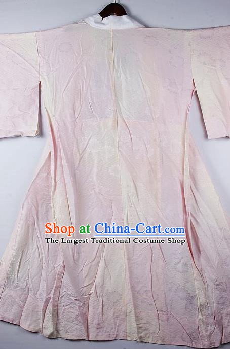 Japanese Traditional Ceremony Costume Printing Daisy Pink Furisode Kimono Asian Japan National Yukata Dress for Women