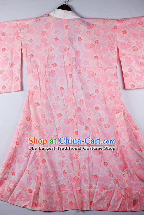 Japanese Traditional Ceremony Costume Printing Sakura Pink Furisode Kimono Asian Japan National Yukata Dress for Women