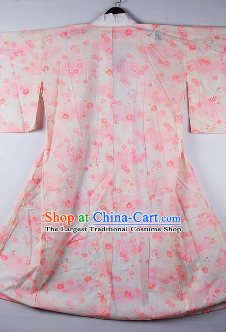 Japanese Traditional Ceremony Costume Printing Pink Sakura Furisode Kimono Asian Japan National Yukata Dress for Women