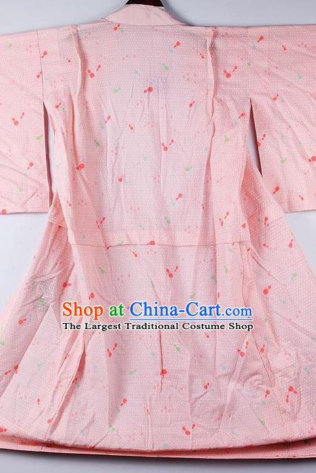 Japanese Traditional Ceremony Costume Pink Furisode Kimono Asian Japan National Yukata Dress for Women