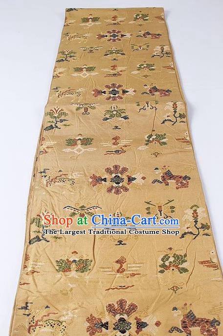 Japanese Ceremony Kimono Classical Butterfly Pattern Design Golden Brocade Belt Asian Japan Traditional Yukata Waistband for Women