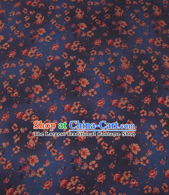 Traditional Chinese Classical Plum Blossom Pattern Design Navy Gambiered Guangdong Gauze Asian Brocade Silk Fabric