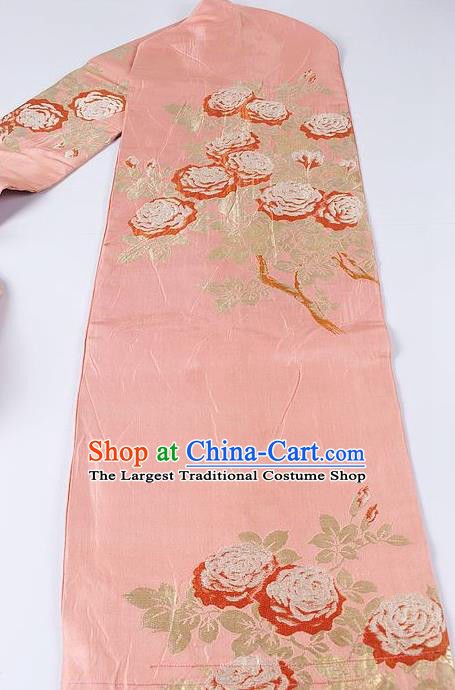 Japanese Ceremony Kimono Classical Camellia Pattern Pink Belt Asian Japan Traditional Yukata Waistband for Women