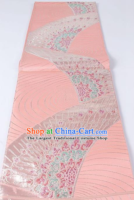 Japanese Kimono Accessories Classical Pattern Pink Belt Asian Japan Traditional Ceremony Yukata Waistband for Women