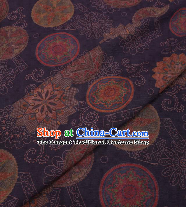 Traditional Chinese Classical Pattern Design Purple Gambiered Guangdong Gauze Asian Brocade Silk Fabric