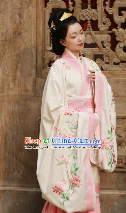 Chinese Ancient Han Dynasty Court Princess Hanfu Dress Traditional Imperial Consort Embroidered Replica Costume for Women